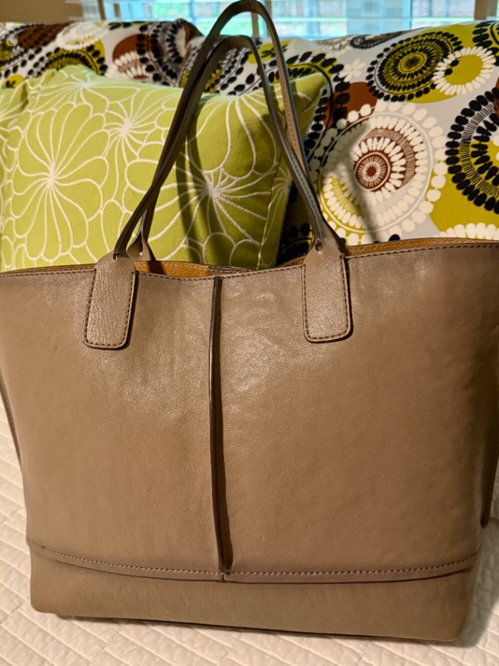 FRYE LUCY LEATHER TOTE BAG, TAUPE LEATHER, EXCELLENT CONDITION